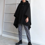 Aidase Men Dark Style Mid-Length Casual Hooded Cape Autumn And Winter Genderless Fashion Retro Loose Solid Color Shawl Cape Unisex aidase-shop