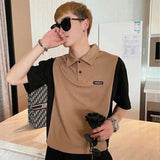 Aidase Fashion Lapel Spliced All-match Polo Shirts Men's Clothing Spring New Oversized Casual Pullovers Loose Korean T-Shirt