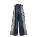 Aidase High Street Men's Jeans Fashion Vintage Wide Leg Gradient Denim Pants Trend Worn Out Streetwear Tide Overalls aidase-shop