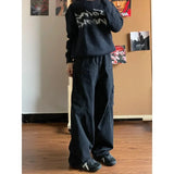 Aidase Black Vintage Cargo Jeans Women Oversized Gothic Korean Streetwear Baggy Denim Pants Japanese Harajuku Fashion Trousers aidase-shop