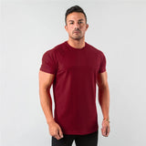 Aidase New Fashion Plain Tops Tees Fitness Mens T Shirt Short Sleeve Muscle Joggers Bodybuilding Tshirt Male Gym Clothes Slim Fit Shirt aidase-shop