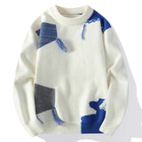 Aidase 2024 Patchwork Knitted Sweater Trend High Street Autumn Winter Warm Men's Tops Hip-hop Street Clothing Fishing Sports Pullover