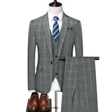 Aidase Jacket Vest Pants New Fashion Boutique Plaid Casual Office Business Men Suit Groom Wedding Dress Tuxedo 3 Pcs Blazers Set aidase-shop