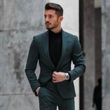 Aidase mens outfits Luxury Men Clothing Green Slim Fit Tuxedo Notch Lapel Single Breasted Regular Length Flat Business Male Blazer Trajes De Hombre