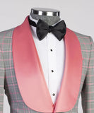 Aidase Pink Plaid Men Suit Tailor-Made 2 Pieces Blazer Vest One Button Wide Lapel Wedding Groom Fashion Business Causal Prom Tailored aidase-shop