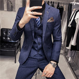 Aidase 6XL 7XL (Jackets+Vest+Pants) Male Korean Blazers Slim Check British Business Suit Men Three Piece Wedding Bridegroom Man Dress aidase-shop