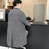 Aidase Long Winter Men's Coat Houndstooth Warm Wool Men's Long Coat Long Jackets For Winter Men 2024 New Korean Reviews Clothes aidase-shop