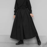 Aidase 2024 Trendy Gothic Dark Style Loose Cropped Hakama Pants Wide Leg Pants New Large Size Design Sense Samurai Pants Men's Clothing aidase-shop