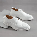 Aidase Men shoes lace up oxfords Luxury Casual White Leather Leisure Dress Shoes Comfort Handmade Trend Fashion wedding party Shoes aidase-shop