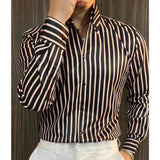 Aidase Luxury Men Striped Contrast Color Shirt Spring Men Long Sleeve Slim Shirt Social Party Dress Shirt Men Clothing Camisa aidase-shop