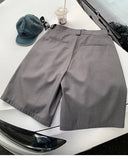 Aidase Spring Summer Loose Casual Soft Grey Pleated Shorts for Men with High Waist Short Straight Pants Korean Clothes 2024 aidase-shop