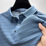 Aidase 2024 Summer New High End Mesh Hollowed Out Ice Silk Short Sleeve T-shirt Men's Lapel  Breathable Polo Shirt Men Brand Clothing aidase-shop