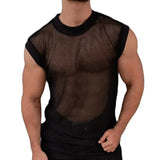 Aidase Sexy See Through Mesh Tank Tops Men Summer Fashion O Neck Loose Camisoles Men Casual Breathable Hollow Out Sleeveless T Shirts aidase-shop