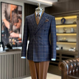 Aidase Luxury Men's Suits 2 Piece Jacket Pants Outfits Male Clothing High Quality Double Breasted Peak Lapel Blazer Customized Costume