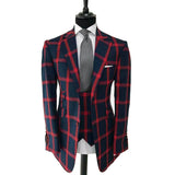 Aidase Plaid Men Wedding Suits Notched Lapel Tuxedos Slim Fit 2 Pcs Jacket Vest For Groom Business Party Prom Custom Made aidase-shop