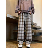 Aidase Green Plaid Pants Men Harajuku Winter Wide Leg Checked Trousers Male Oversize Big Size Casual Sweatpants Streetwear