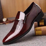 Aidase Social Shoe for Men Pointed Toe Office Patent Leather Bright Upper Dress Shoes Man Footwear Low Price Cheap Clearance Legitimate aidase-shop