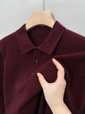 Aidase Autumn and Winter New Warm Soft Pullover Men's Business Lapel Knitwear Casual Solid Color Long Sleeve Polo Shirt Office aidase-shop