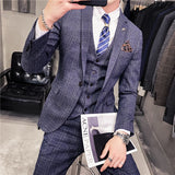 Aidase 6XL 7XL (Jackets+Vest+Pants) Male Korean Blazers Slim Check British Business Suit Men Three Piece Wedding Bridegroom Man Dress aidase-shop