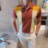 Aidase New Stripe Men Summer Shirt Hot White Print Knit Cotton Short Sleeve Tops Casual Daily Chic Luxury Tees Shirts Male Clothing aidase-shop