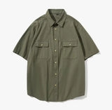 Aidase Cargo Shirts Men Army green Summer Casual Short Sleeve Brand Blouse Mens Solid Work Shirt Breathable Chemise Homme aidase-shop