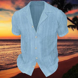 Aidase Summer New Casual Men Cotton Shirts Fashion Striped Printing Beach Shirt For Men Vintage Button-up Turn-down Collar Shirt Tops aidase-shop