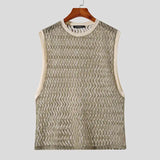 Aidase Men Tank Tops Patchwork Mesh Transparent Lace Streetwear O-neck Sleeveless Vests Sexy Fashion Men Clothing S-5XL aidase-shop