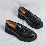 58.46Aidase Black New Fashion Tassel Men Party and Wedding Handmade Loafers italian Men's Dress Shoes Comfortable Breathable Men Shoes aidase-shop