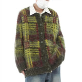 Winter Men's Tie-dye Knitted Cardigan Sweater Coat Casual Streetwear Solid Color Long Sleeve Vintage Loose Luxury Jacket aidase-shop