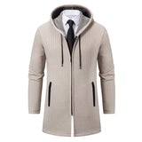 46.84Aidase Autumn Winter Mens Hooded Coat Brand New Solid Color Warm Thick Casual Windbreaker Jacket Fashion Mens Cardigan aidase-shop