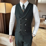 Aidase High Quality Double-Breasted Solid Men Vest Coat Korean Style Business Slim Fit Male Waistcoat Groom Wedding Dress Suit Vests aidase-shop