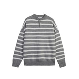 Knitted Light Luxury Pullovers Sweater Men Casual Vintage Henry Collar Striped Long Sleeve Tops Streetwear Autumn aidase-shop