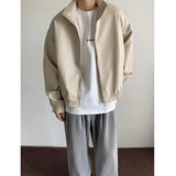 Aidase Short Leather Jacket Men Oversize Black Beige Leather Jackets Men Street wear Korean Loose Hip-hop Bomber Jacket Men Coat M-2XL aidase-shop