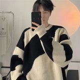 Aidase Sweater Handsome Male Student Wearing Knitted Sweater Autumn and Winter Round Neck Contrasting Coarse Yarn Knitted Sweater aidase-shop