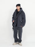 Aidase  Winter Thick Warm Oversized Dark Grey Sherpa Jacket Men with Hood Zip Up Fluffy Loose Casual Faux Lamb Fur Coat 2022 aidase-shop