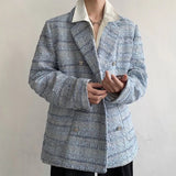 Aidase Double Breasted Men's Coat Loose Thickened Tweed Suit Spring Autumn Casual Korean Fashion Male Blazer aidase-shop