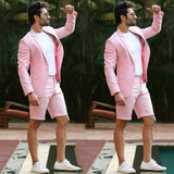 Aidase Summer Solid Color Custom Made Peak Lapel Men Suit 2 Pieces Wedding Bridegroom ( Jacket + Short Pants  ) aidase-shop