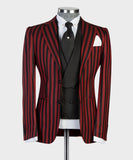 =Aidase Men's Suit 3 Pieces Blazer Vest Pants Peaked Lapel Single Breasted Tuxedo Wedding Groom Pinstripes Formal Tailored Costume Homme aidase-shop