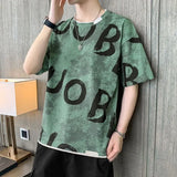 Aidase Fashion O-Neck Printed Spliced Fake Two Pieces T-Shirt Men's Clothing Spring New Casual Pullovers Loose Korean Tee Shirt