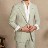 Aidase High Quality Grooms Suit Summer Men Tuxedo Suit British Seersucker Suit Korean Vintage Suit Shorts 2-piece Set