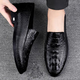 Aidase Men’s Casual Genuine Leather Shoes Brand Comfort Slip on Formal Business Loafers Men Crocodile Pattern Black Male Driving Shoes aidase-shop