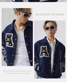 Aidase American Letter Embroidery Bomber Jacket Men Women Autumn Winter Leather Sleeves Patchwork Coat Unisex Varsity Baseball Outwear aidase-shop