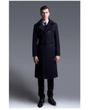 Autumn Winter Long Thick Warm Woolen Coat Men Double Breasted Luxury Elegant Chic England Style Wool Blends Overcoat aidase-shop