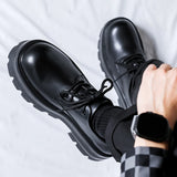 59.7Aidase Autumn New Streetwear Fashion Business Casual Thick Platform Increase 8CM Leather Wedding Shoes Harajuku Korean Fashion Shoes aidase-shop