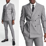 Aidase New Gray Men' s Suit 3 Pieces Blazer VestPants Double Breasted Jacket Fashion Tuxedo Business Modern Wedding Groom Costume Homme aidase-shop