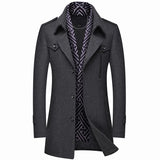 Aidase Winter Men Wool Coats New Fashion Middle Long Scarf Collar Cotton-Padded Thick Warm Woolen Coat Male Trench Coat Overcoat M-6Xl aidase-shop