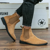 Chelsea Boots Men Boots Faux Suede Solid Color Classic Business Casual Versatile British Style Slip-On Fashion Ankle Boots aidase-shop