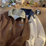 39.69Aidase Brown Coffee Color American Style Loose-Fit Jacket For Men And Women Spring Autumn Fashion Trendy Couple Jacket aidase-shop