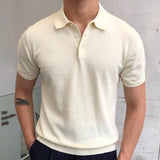 Aidase Summer Simple Solid Color Casual Slim Lapel Polo Knit  Breathable Polo Camisa Hombre British  Men's Shirt Mannen Polo aidase-shop