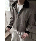 44.69Aidase American Retro Color-blocked Houndstooth Short Coat Men Trendy Spring Autumn Y2K High End Handsome Small Fragrant Apel Jacket aidase-shop